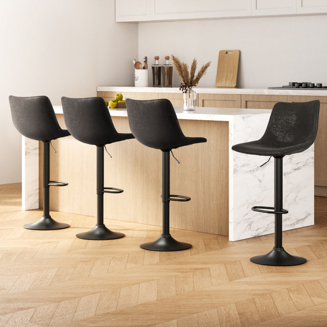 Artiss Jovy black vintage leather swivel gas lift bar stools set of 4 — Allure Home Collections