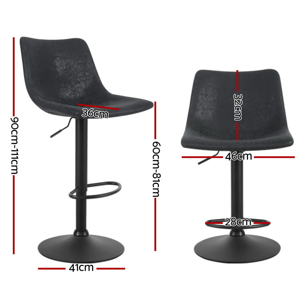 Artiss Jovy black bar stool vintage leather seat and swivel detail — Allure Home Collections