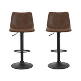 Close up of the korumburra vintage swivel bar stool brown seat and frame