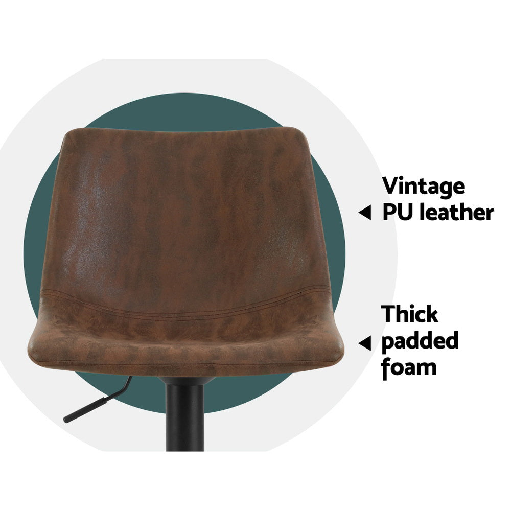 Two Artiss vintage brown bar stools at kitchen counter — Allure Home Collections