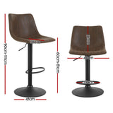 Side profile of Artiss Jovy bar stool showing vintage leather and gas lift — Allure Home Collections