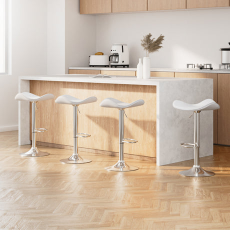 Artiss white leather gas lift bar stools set of 4 with classic design — Allure Home Collections