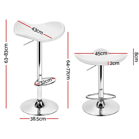 Artiss white bar stool leather seat and chrome gas lift detail — Allure Home Collections