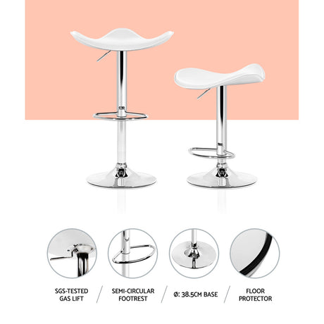 Side profile of Artiss white leather gas lift bar stool — Allure Home Collections