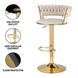 Two Artiss Vivien ivory velvet bar stools at kitchen counter — Allure Home Collections