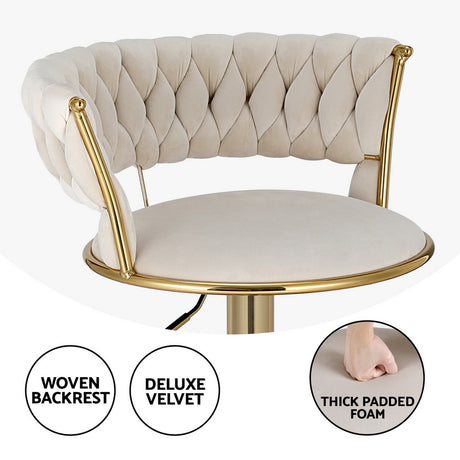 Side profile of Artiss Vivien ivory bar stool showing chrome base — Allure Home Collections