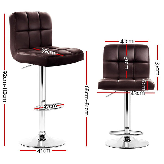 Artiss Chocolate Brown Leather Bar Stools