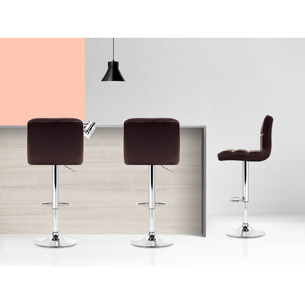 Artiss Chocolate Brown Leather Bar Stools