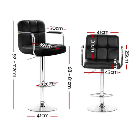 Side profile of Artiss bar stool with armrest and chrome base — Allure Home Collections