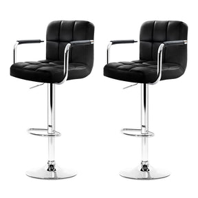 Loch Sport black PU leather gas lift bar stools pair with armrests