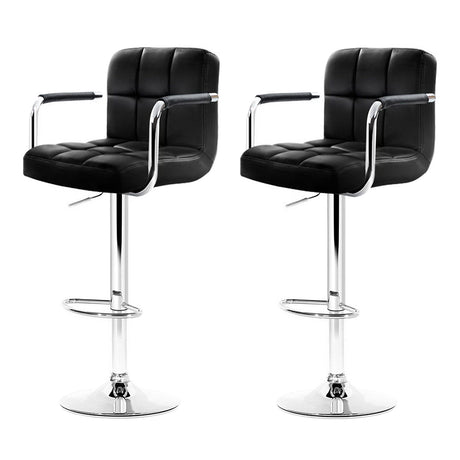 Artiss PU leather gas lift bar stools with armrests pair for modern kitchen — Allure Home Collections