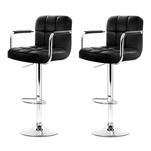 Artiss PU leather gas lift bar stools with armrests pair for modern kitchen — Allure Home Collections