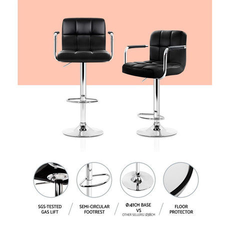 Pair of Artiss armrest bar stools at kitchen counter — Allure Home Collections