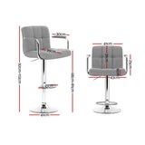 Artiss Noa bar stool grey fabric seat and armrest detail — Allure Home Collections