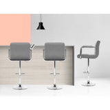Artiss Noa grey fabric bar stool padded seat close-up — Allure Home Collections
