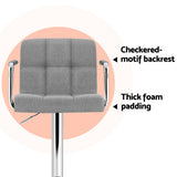 Artiss Noa grey bar stool padded seat close-up — Allure Home Collections