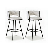 San remo woven velvet bar stool ivory in a modern kitchen