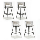 San remo woven velvet bar stool ivory in a modern kitchen