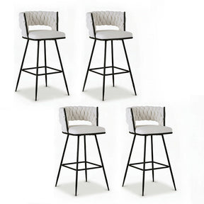 San remo woven velvet bar stool ivory in a modern kitchen