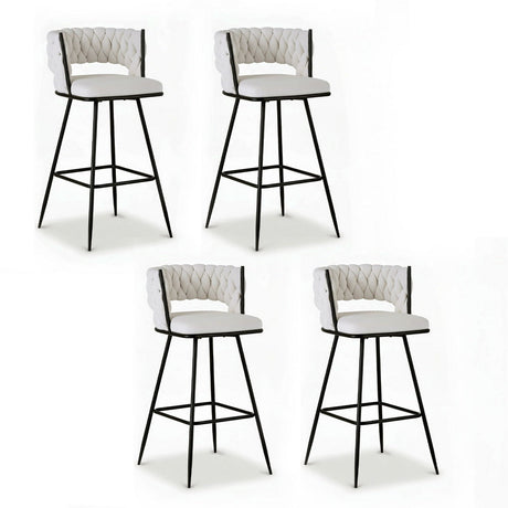 San remo woven velvet bar stool ivory in a modern kitchen
