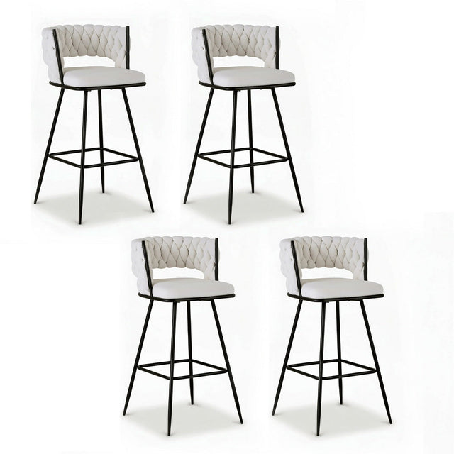 San remo woven velvet bar stool ivory in a modern kitchen