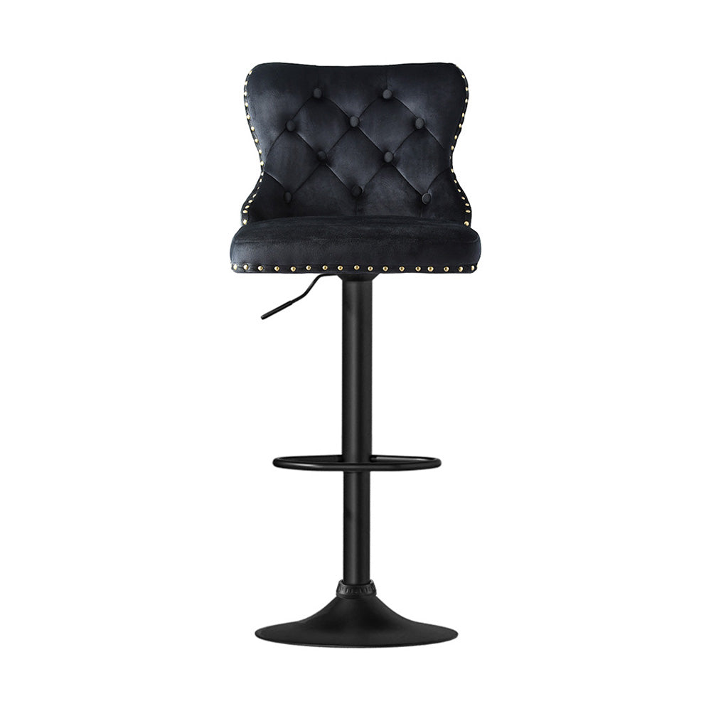 Artiss Adjustable Velvet Bar Stools - Set of 2