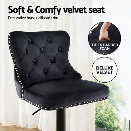 Artiss Industrial Velvet Bar Stool Set
