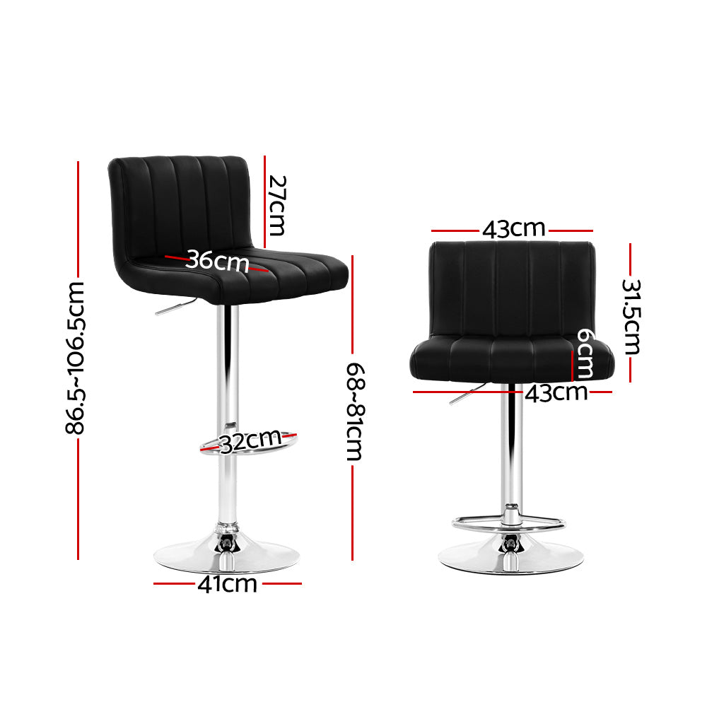 Artiss Como black leather bar stool padded seat close-up — Allure Home Collections