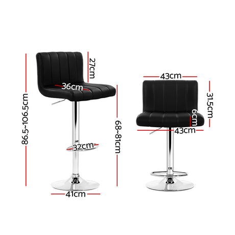 Artiss Como black leather bar stool padded seat close-up — Allure Home Collections