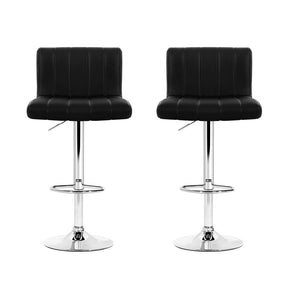 Elsternwick black PU leather gas lift bar stools pair with chrome bases
