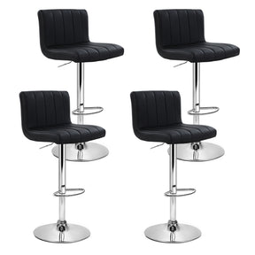 Elsternwick black faux leather gas lift bar stools set of four with chrome bases