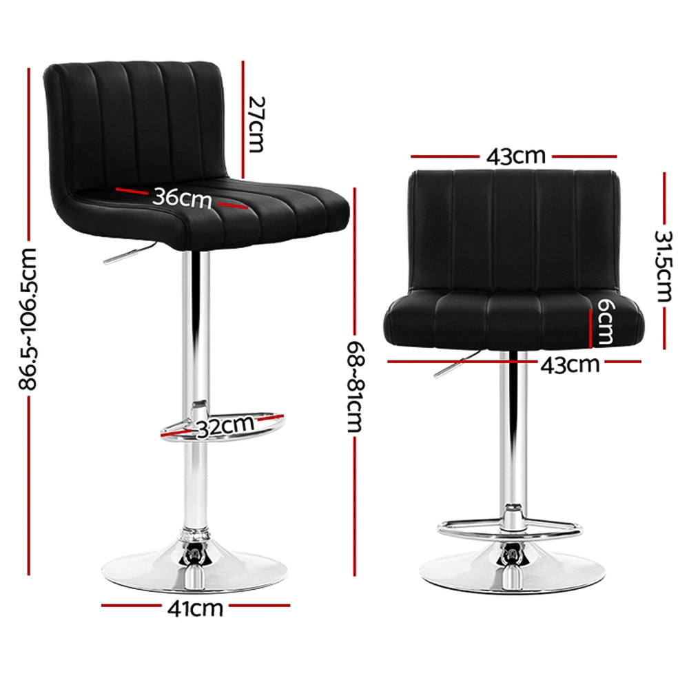 Artiss black bar stool gas lift mechanism and faux leather seat — Allure Home Collections