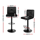 Artiss black bar stool leather seat and gas lift detail — Allure Home Collections