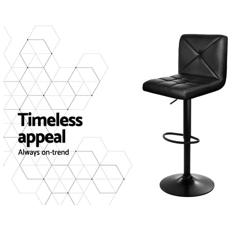 Set of 4 Artiss black gas lift leather bar stools at kitchen island — Allure Home Collections