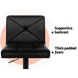 Artiss black leather bar stool padded seat close-up — Allure Home Collections