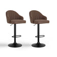 Portsea brown faux leather shell bar stool with gas lift at a kitchen counter