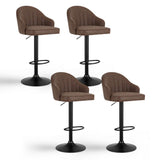 Portsea brown PU leather swivel bar stool 4pcs set at a kitchen bar
