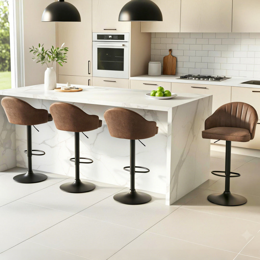 Portsea Swivel Bar Stool, Brown 4pcs