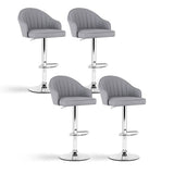 Portsea grey faux leather shell bar stool with gas lift at a kitchen counter