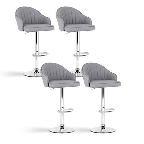 Portsea grey faux leather shell bar stool with gas lift at a kitchen counter