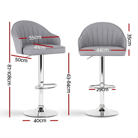 Portsea Shell Bar Stool, Grey 4pcs