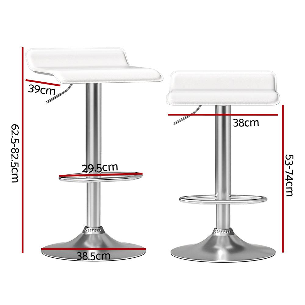Artiss Wade bar stool white faux leather seat and backrest detail — Allure Home Collections