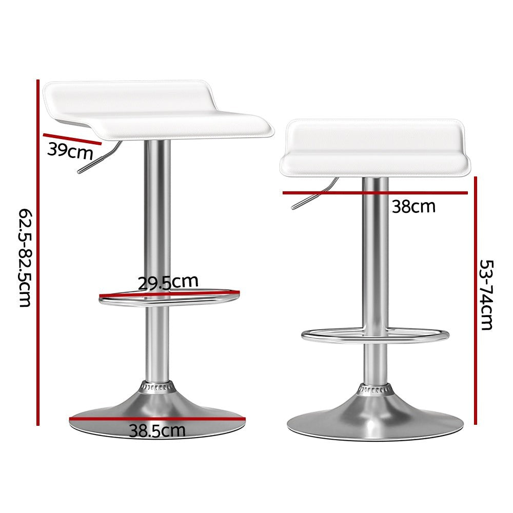 Lang Lang white gas lift swivel bar stool with steel base in a modern kitchen