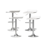 Lang Lang white gas lift swivel bar stool with steel base in a modern kitchen