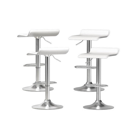 Lang Lang white gas lift swivel bar stool with steel base in a modern kitchen
