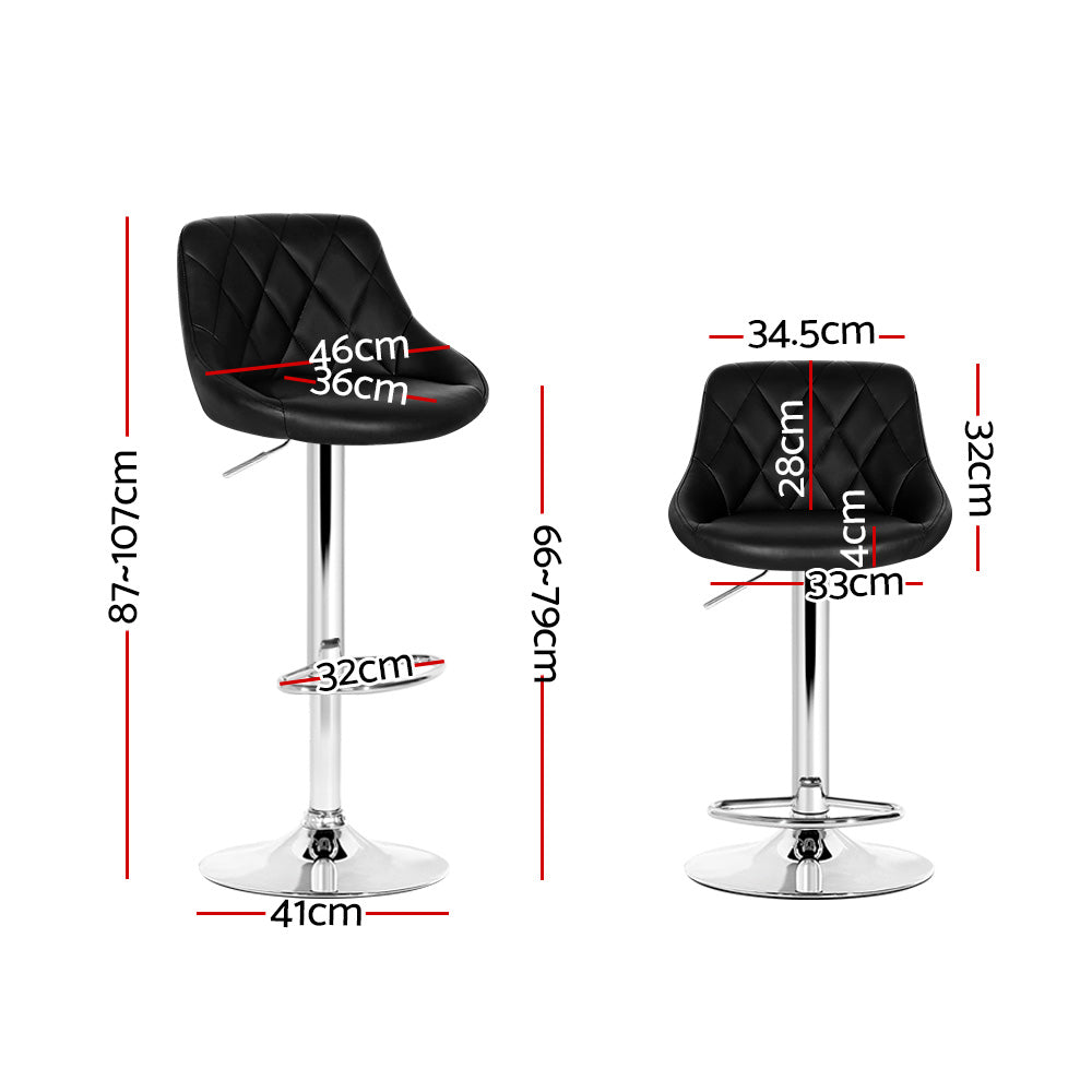 Two Artiss Elan black gas lift bar stools at kitchen counter — Allure Home Collections