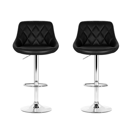 Artiss Elan black PU leather gas lift bar stools set of 2 — Allure Home Collections