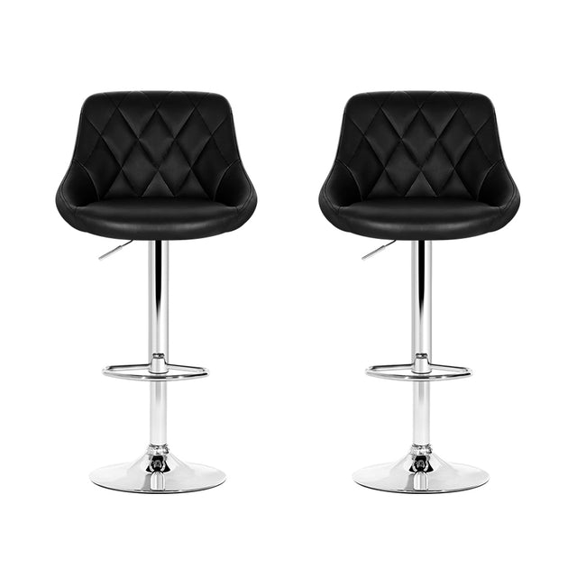 Artiss Elan black PU leather gas lift bar stools set of 2 — Allure Home Collections