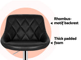 Artiss Elan black leather bar stool padded seat close-up — Allure Home Collections