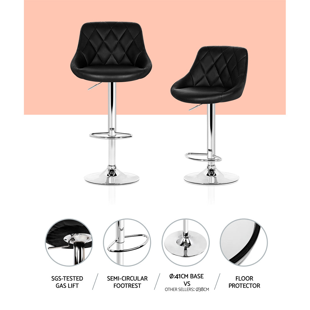 Side profile of Artiss Elan bar stool showing chrome base — Allure Home Collections
